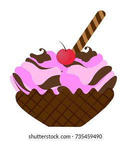 Isolated sundae on a white background, Vector illustration