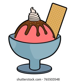 Isolated sundae on a white background, Vector illustration