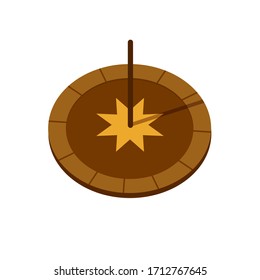 Solar aislado en fondo blanco. Reloj antiguo redondo. Sombra del sol. Ilustración vectorial. 