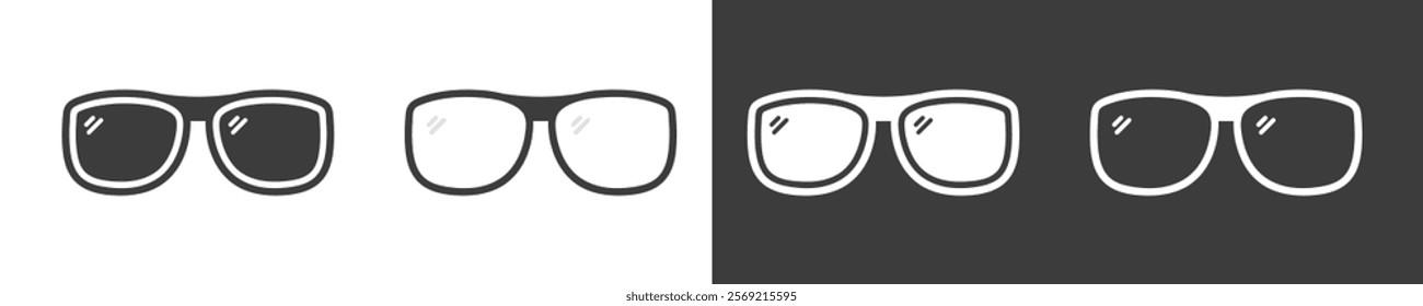 Isolated sunglasses icon set. Black and white glasses icons. Simple eyewear icon in vector design