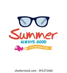 Isolated sunglasses on a white background with text