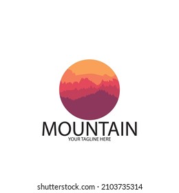 isolated sunset mountain icon vector illustration template design