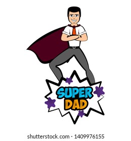 Isolated super dad with a hero costume - Vector