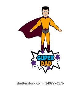 Isolated super dad with a hero costume - Vector
