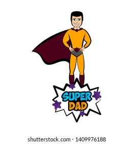 Isolated super dad with a hero costume - Vector