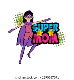 Isolated super mom character with a costume - Vector