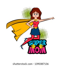 Isolated super mom character with a costume - Vector