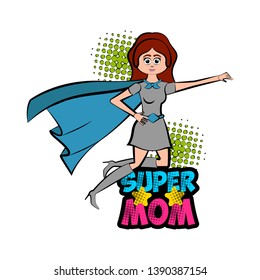 Isolated super mom character with a costume - Vector