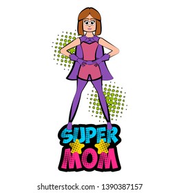 Isolated super mom character with a costume - Vector