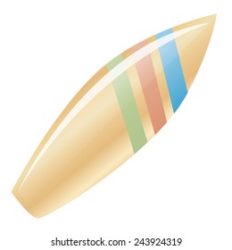 an isolated surfboard with a beautiful design on a white background
