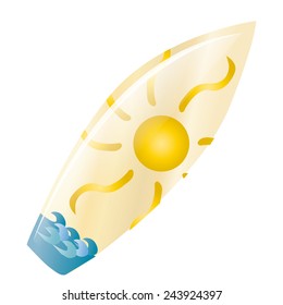 an isolated surfboard with a beautiful design on a white background