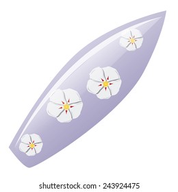 an isolated surfboard with a beautiful design on a white background