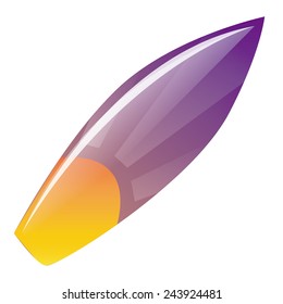 an isolated surfboard with a beautiful design on a white background
