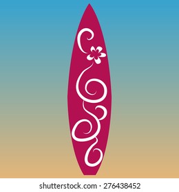 Isolated surfboard on a colored background. Vector illustration