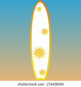 Isolated surfboard on a colored background. Vector illustration