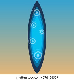 Isolated surfboard on a colored background. Vector illustration