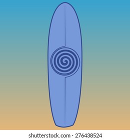 Isolated surfboard on a colored background. Vector illustration