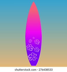 Isolated surfboard on a colored background. Vector illustration