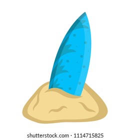 Isolated surfboard on sand icon