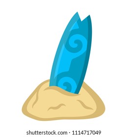 Isolated surfboard on sand icon