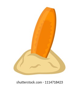 Isolated surfboard on sand icon