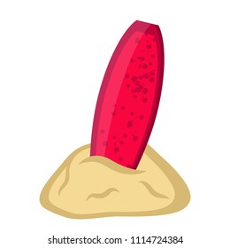 Isolated surfboard on sand icon