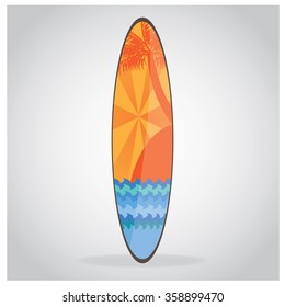 Isolated surfboard with a texture on a grey background