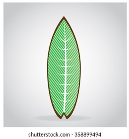 Isolated surfboard with a texture on a grey background