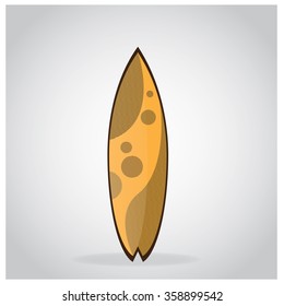Isolated surfboard with a texture on a grey background
