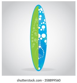 Isolated surfboard with a texture on a grey background