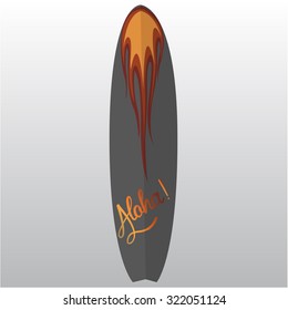 Isolated surfboard with a texture on a white background