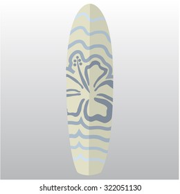 Isolated surfboard with a texture on a white background