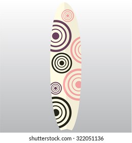 Isolated surfboard with a texture on a white background