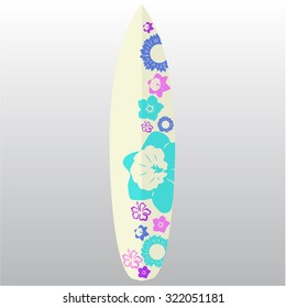 Isolated surfboard with a texture on a white background