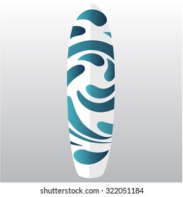 Isolated surfboard with a texture on a white background