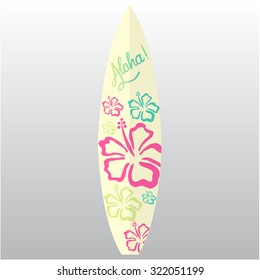 Isolated surfboard with a texture on a white background
