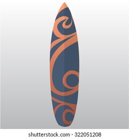 Isolated surfboard with a texture on a white background