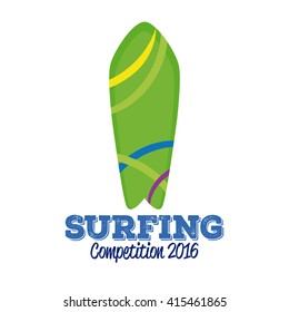 Isolated surfboard with a texture on a white background with text