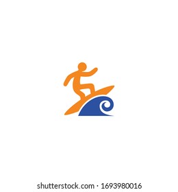 Isolated Surfing Man Vector Icon, Pixel, Pictogram