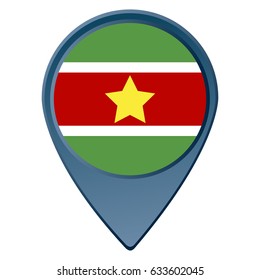 Isolated Surinamese flag on a map pin, Vector illustration