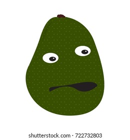 Isolated surprised avocado on a white background, Vector illustration