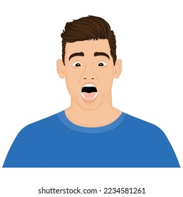 Isolated surprised boy realistic character Vector illustration