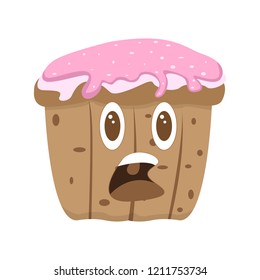 Isolated surprised cupcake cartoon character. Vector illustration design
