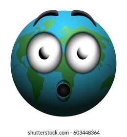 Isolated surprised earth on a white background, Vector illustration