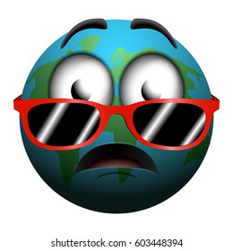 Isolated surprised earth on a white background, Vector illustration