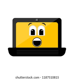 Isolated surprised laptop emote