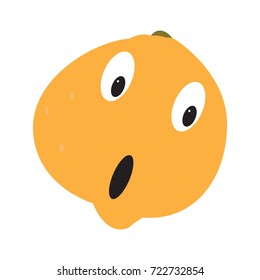 Isolated surprised orange on a white background, Vector illustration