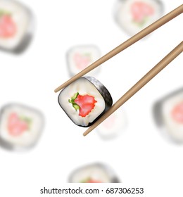 Isolated sushi, 3d vector graphic.
