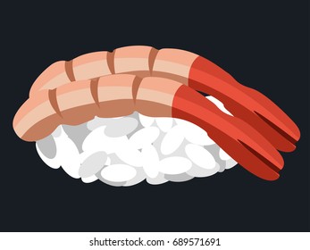Isolated sushi on a black background, Vector illustration