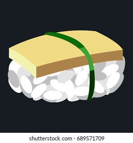 Isolated sushi on a black background, Vector illustration